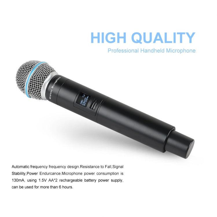 XTUGA A140-H Wireless Microphone System 4 Channel UHF Handheld Microphone(US Plug)