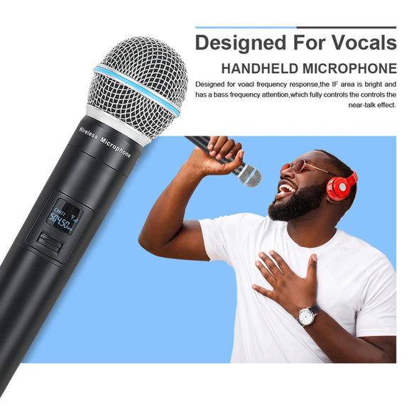 XTUGA A140-H Wireless Microphone System 4 Channel UHF Handheld Microphone(US Plug)
