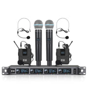 XTUGA A140-HB Wireless Microphone System 4 Channel Handheld Lavalier Headset Microphone(AU Plug)