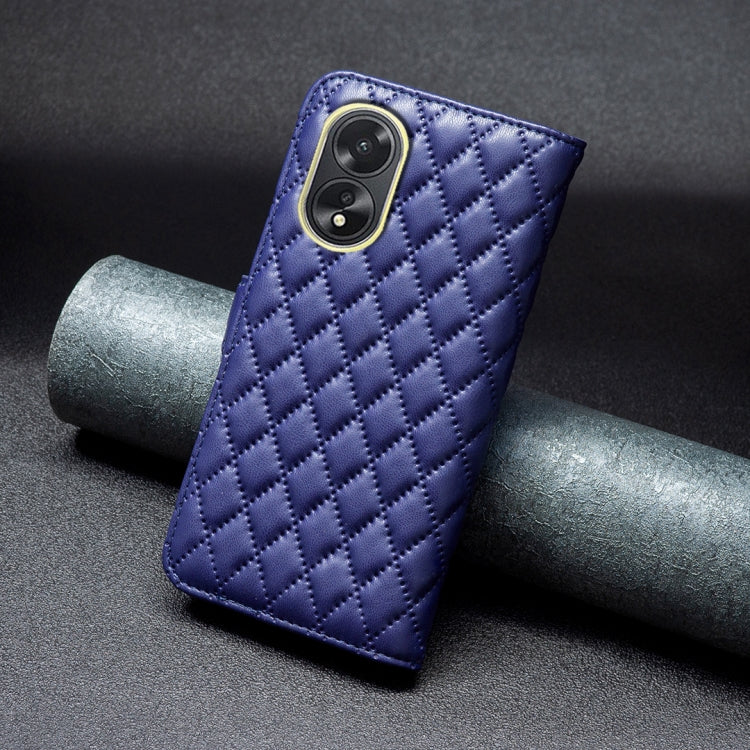 For OPPO A38 4G Diamond Lattice Wallet Flip Leather Phone Case(Blue)