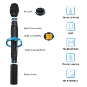 XTUGA A400-HB Professional 4-Channel UHF Wireless Microphone System with 2 Handheld & 2 Headset Microphone(US Plug)