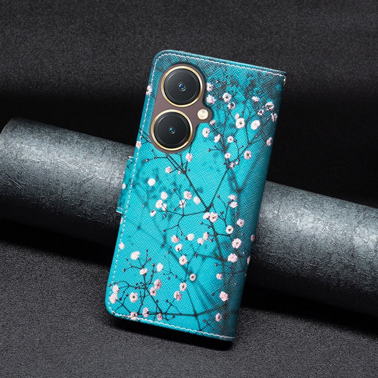 For vivo Y27 4G Colored Drawing Pattern Leather Phone Case(Plum Blossom)