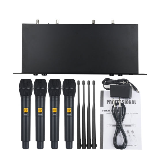 XTUGA A400-H Professional 4-Channel UHF Wireless Microphone System with 4 Handheld Microphone(AU Plug)