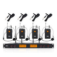 XTUGA A400-B Professional 4-Channel UHF Wireless Microphone System with 4 BodyPack Lavalier Headset Microphone(EU Plug) - Microphone by XTUGA | Online Shopping South Africa | PMC TechLife