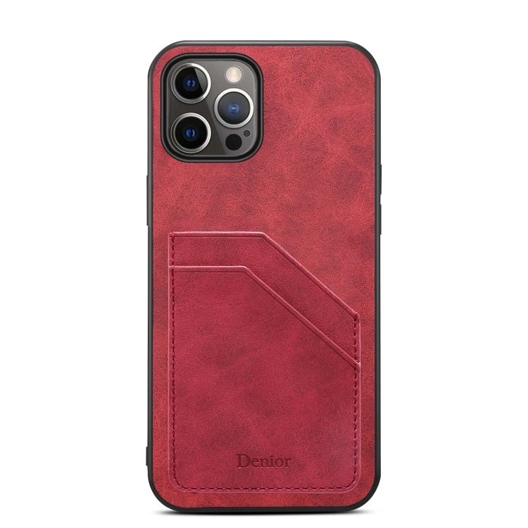 For iPhone 15 Pro Max Denior PU Dual Card Slot Back Cover Phone Case(Red)
