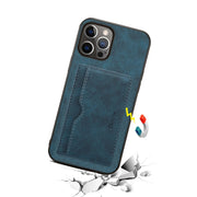 For iPhone 15 Pro Max Denior PU Single Card Slot Holder Phone Case(Blue)