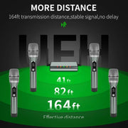 XTUGA U-F4600 Professional 4-Channel UHF Wireless Microphone System with 4 Handheld Microphone(UK Plug)