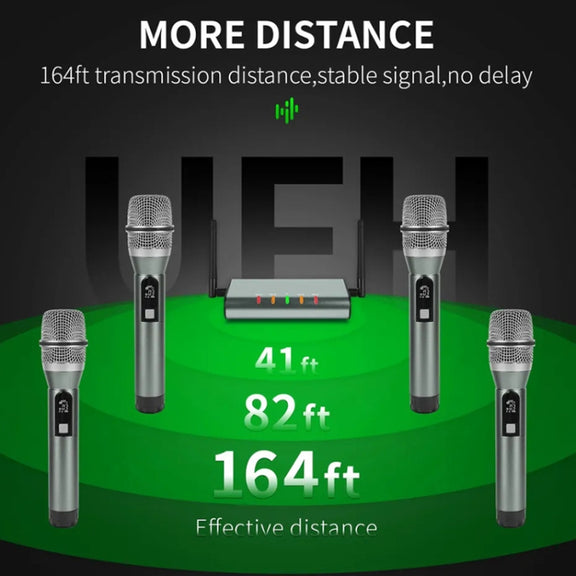 XTUGA U-F4600 Professional 4-Channel UHF Wireless Microphone System with 4 Handheld Microphone(UK Plug)