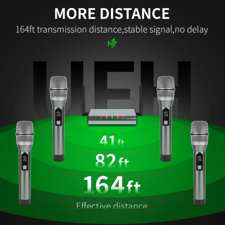 XTUGA U-F4600 Professional 4-Channel UHF Wireless Microphone System with 4 Handheld Microphone(US Plug)
