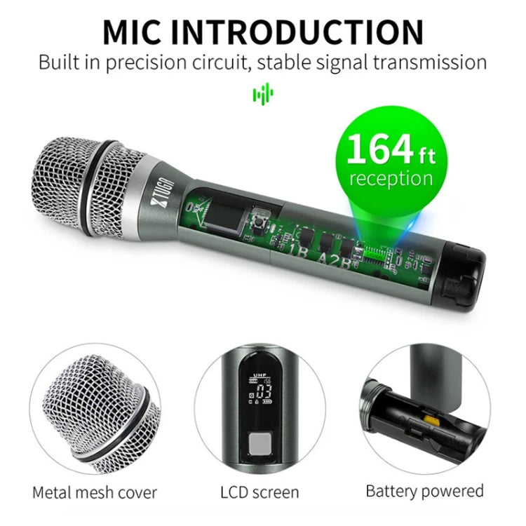 XTUGA U-F4600 Professional 4-Channel UHF Wireless Microphone System with 4 Handheld Microphone(UK Plug)