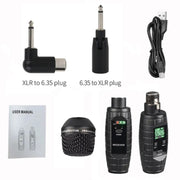 XTUGA U-95 Wireless XLR Transmitter and Receiver UHF Wireless Guitar Transmitter Receiver With Condenser Mic