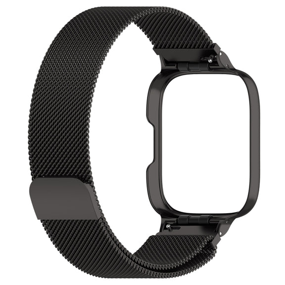 For Redmi Watch 3 Lite / Watch 3 Active 2 in 1 Milan Metal Watch Band with Watch Frame(Black)