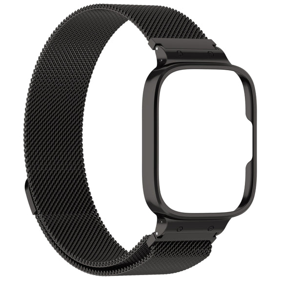 For Redmi Watch 3 Lite / Watch 3 Active 2 in 1 Milan Metal Watch Band with Watch Frame(Black)