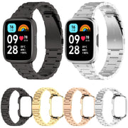 For Redmi Watch 3 Lite / Watch 3 Active 2 in 1 Three-bead Metal Watch Band with Watch Frame(Rose Gold)