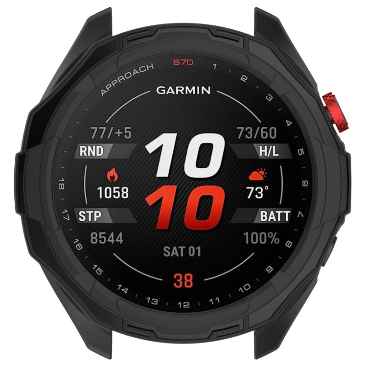 For Garmin Approach S70 42mm Armor Hollow Watch Protective Case(Black)