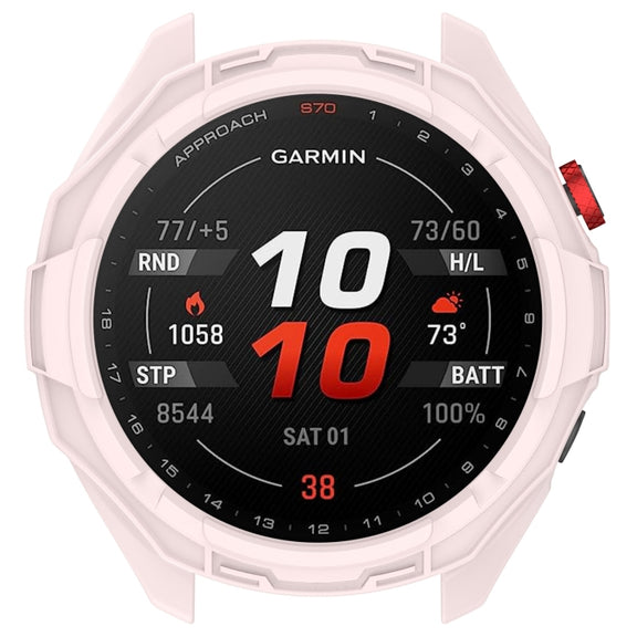For Garmin Approach S70 42mm Armor Hollow Watch Protective Case(Light Pink)