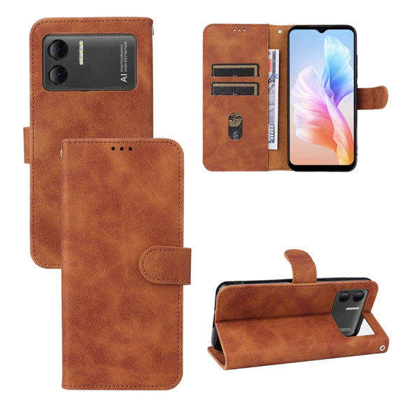 For Doogee X98 / X98 Pro Skin Feel Magnetic Flip Leather Phone Case(Brown)