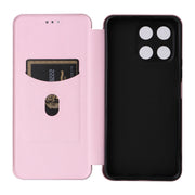 For Honor X6a 4G Carbon Fiber Texture Flip Leather Phone Case(Pink)
