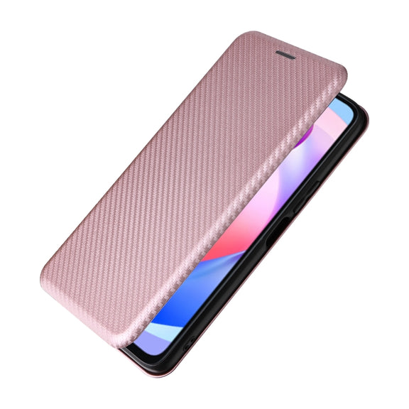 For Honor X6a 4G Carbon Fiber Texture Flip Leather Phone Case(Pink)