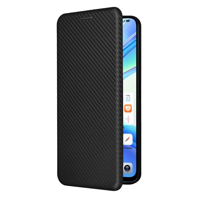 For Honor X7b Carbon Fiber Texture Flip Leather Phone Case(Black)