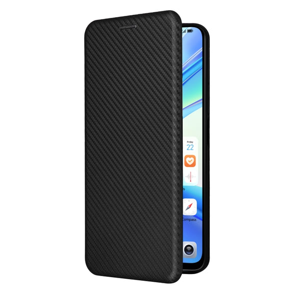 For Honor X7b Carbon Fiber Texture Flip Leather Phone Case(Black)
