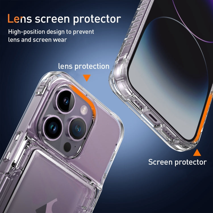 For iPhone 15 Pro Max Crystal Clear Flip Card Slot Phone Case(Transparent)