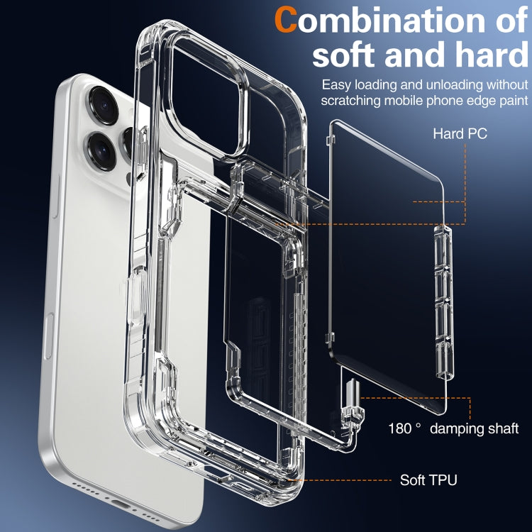 For iPhone 16 Pro Max Crystal Clear Flip Card Slot Phone Case(Transparent)