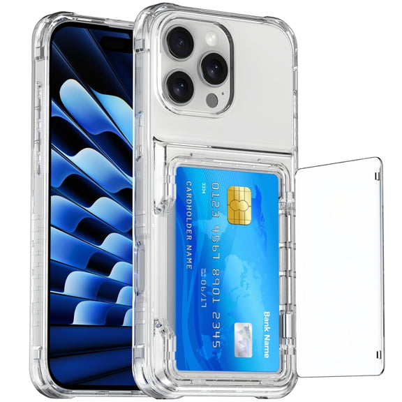 For iPhone 16 Pro Max Crystal Clear Flip Card Slot Phone Case(Transparent)