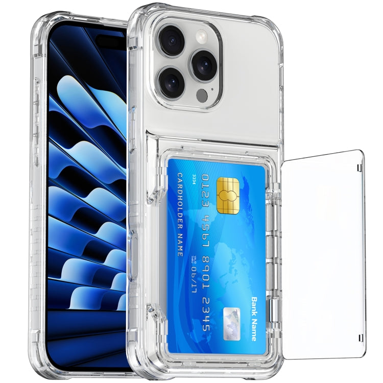 For iPhone 16 Pro Max Crystal Clear Flip Card Slot Phone Case(Transparent)