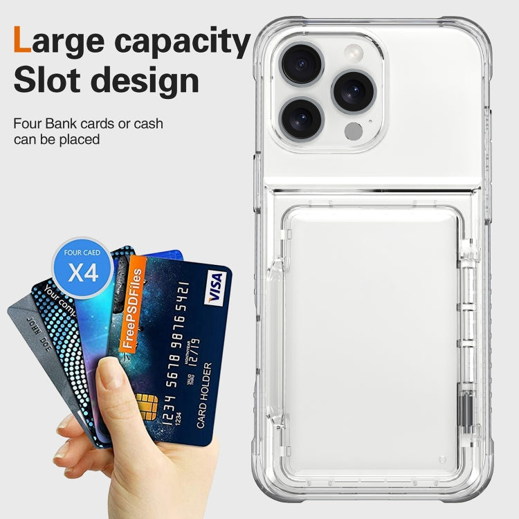 For iPhone 16 Pro Max Crystal Clear Flip Card Slot Phone Case(Transparent)