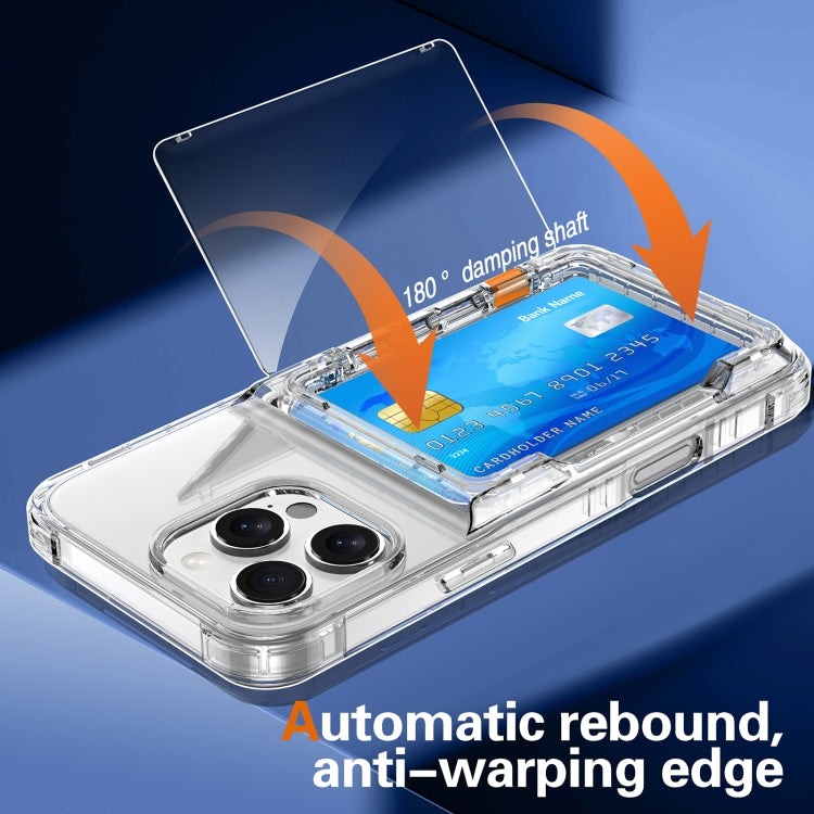 For iPhone 16 Pro Max Crystal Clear Flip Card Slot Phone Case(Transparent)