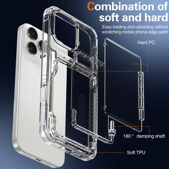 For iPhone 16 Pro Crystal Clear Flip Card Slot Phone Case(Transparent)