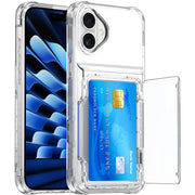 For iPhone 16 Plus Crystal Clear Flip Card Slot Phone Case(Transparent)