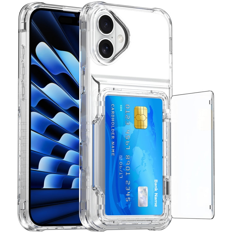 For iPhone 16 Plus Crystal Clear Flip Card Slot Phone Case(Transparent)