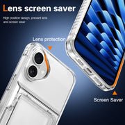 For iPhone 16 Plus Crystal Clear Flip Card Slot Phone Case(Transparent)