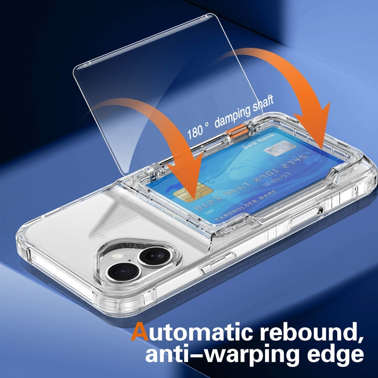 For iPhone 16 Plus Crystal Clear Flip Card Slot Phone Case(Transparent)