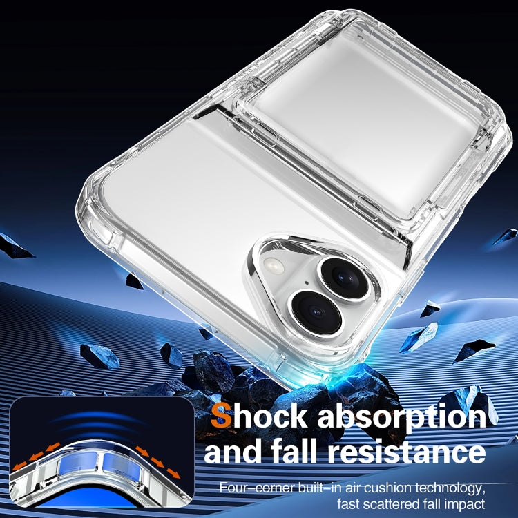 For iPhone 16 Plus Crystal Clear Flip Card Slot Phone Case(Transparent)
