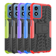 For Motorola Moto G Play 4G 2024 Tire Texture TPU + PC Phone Case with Holder(Green)