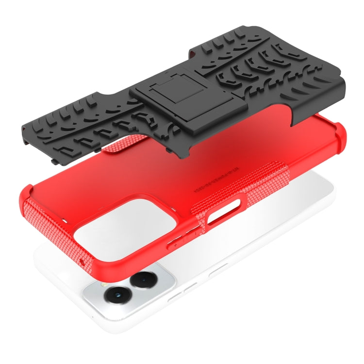 For Motorola Moto G Power 5G 2024 Tire Texture TPU + PC Phone Case with Holder(Red)