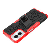 For Motorola Moto G Power 5G 2024 Tire Texture TPU + PC Phone Case with Holder(Red)