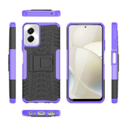 For Motorola Moto G Power 5G 2024 Tire Texture TPU + PC Phone Case with Holder(Purple)