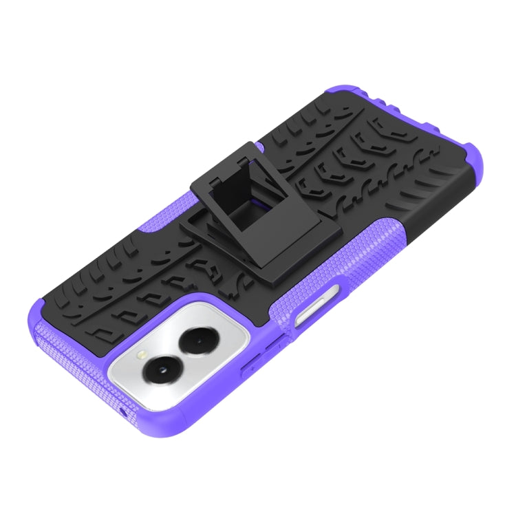 For Motorola Moto G Power 5G 2024 Tire Texture TPU + PC Phone Case with Holder(Purple)