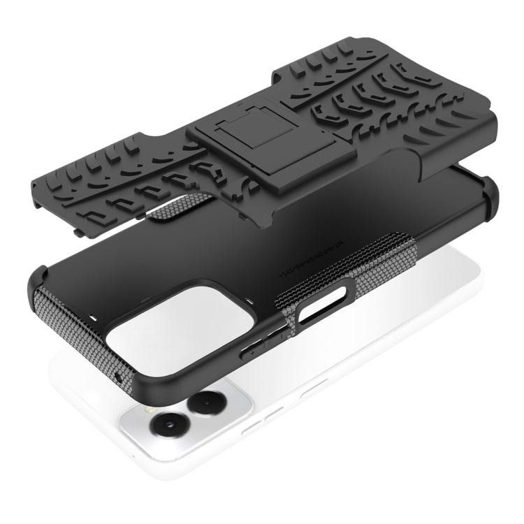 For Motorola Moto G Power 5G 2024 Tire Texture TPU + PC Phone Case with Holder(Black)