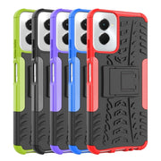 For Motorola Moto G Power 5G 2024 Tire Texture TPU + PC Phone Case with Holder(Green)