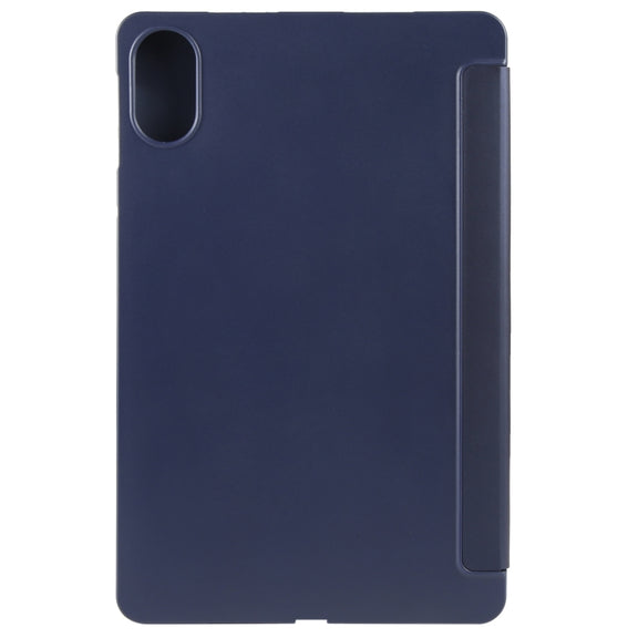 For Honor Pad X9 / X8 Pro Solid Color 3-folding Leather Tablet Case(Dark Blue)