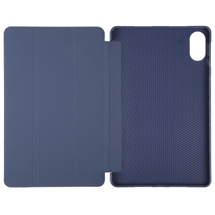 For Honor Pad X9 / X8 Pro Solid Color 3-folding Leather Tablet Case(Dark Blue)
