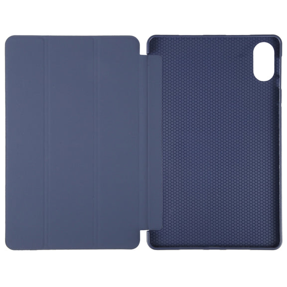For Honor Pad X9 / X8 Pro Solid Color 3-folding Leather Tablet Case(Dark Blue)