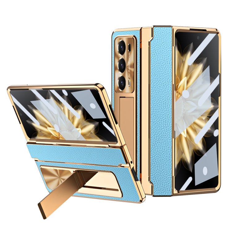 For Honor Magic V2 Shield Series Integrated Folding Phone Case(Blue+Gold)