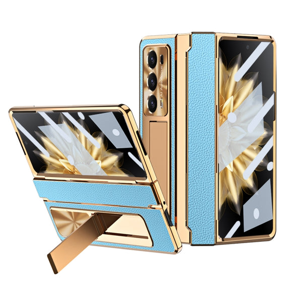 For Honor Magic V2 Shield Series Integrated Folding Phone Case(Blue+Gold)