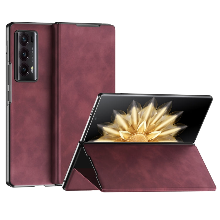 For Honor Magic V2 Celebrity Series Napa Texture Shockproof Phone Leather Case(Wine Red)